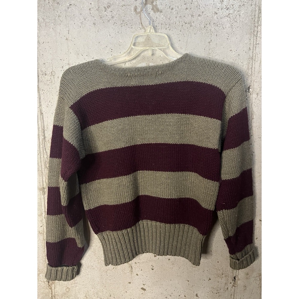 Ralph Lauren Sweater VTG Sz large gray with purple Crewneck Striped-See Pics - Picture 4 of 4